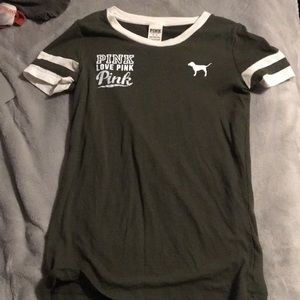 Olive green pink t shirt
